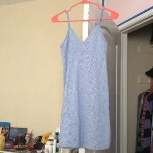 Blue and white flower dress.